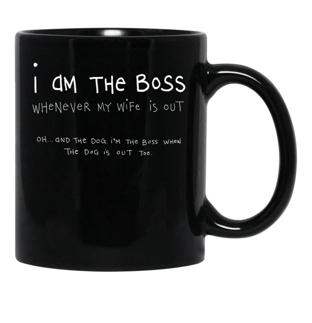 I Am The Boss (White Writing) Black Coffee Mug, Gift Coffee Mug - Black