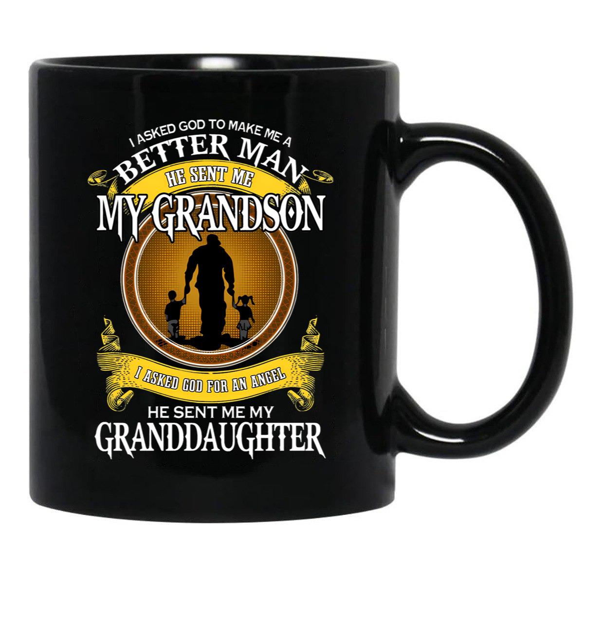 I Asked God For An Angel He Sent Me My Grandson Black Coffee Mug, Gift Coffee Mug - Black