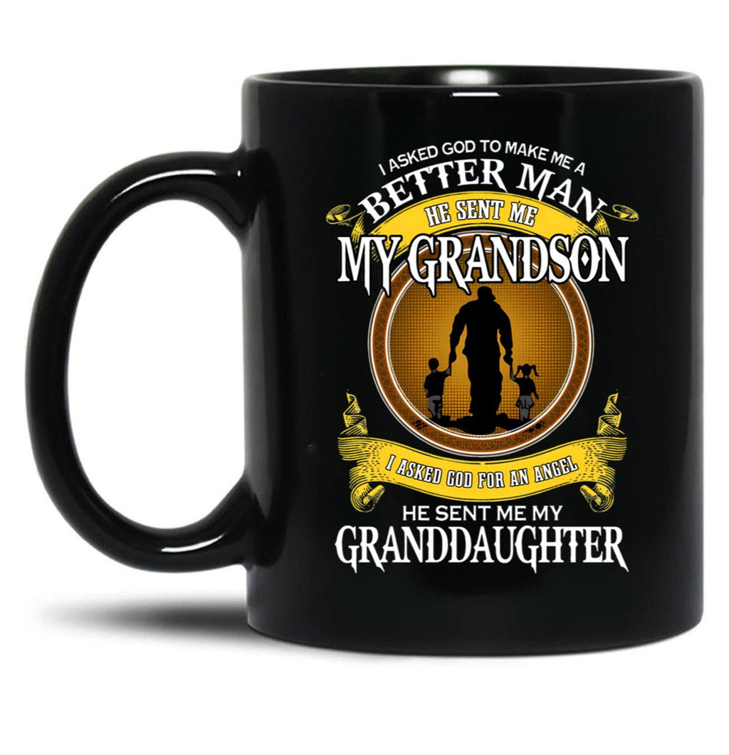 I Asked God For An Angel He Sent Me My Grandson Black Gift Coffee Mug