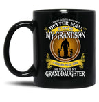 I Asked God For An Angel He Sent Me My Grandson Black Coffee Mug, Gift Coffee Mug