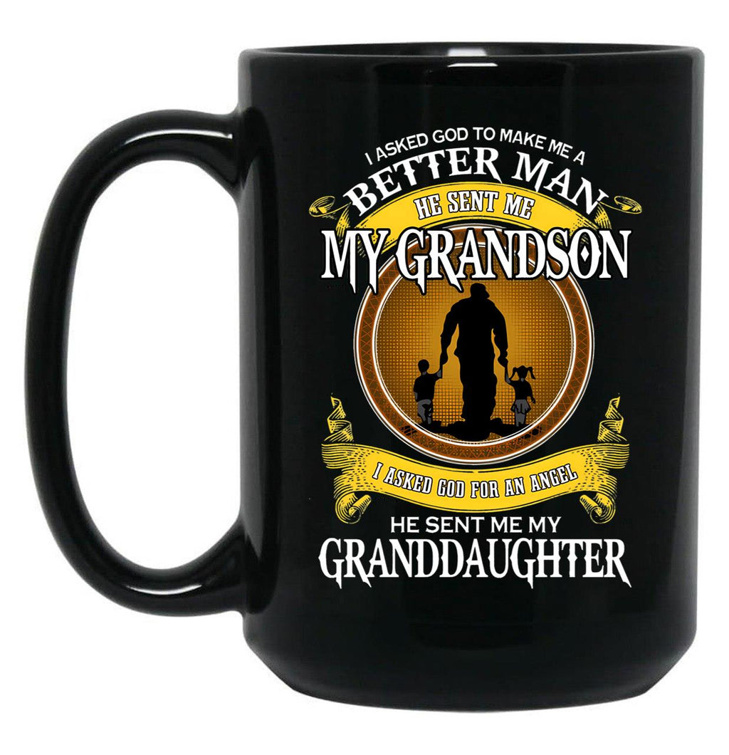 I Asked God For An Angel He Sent Me My Grandson Black Gift Coffee Mug