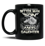 I Asked God To Make Me A Better Father Day Black Gift Coffee Mug
