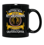 I Asked God To Make Me A Better Man He Sent Me My Grandson Black Gift Coffee Mug - Black