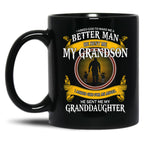 I Asked God To Make Me A Better Man He Sent Me My Grandson Black Coffee Mug, Gift Coffee Mug