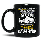 I Asked For An Angel He Sent Me My Daughter Black Coffee Mug, Gift Coffee Mug