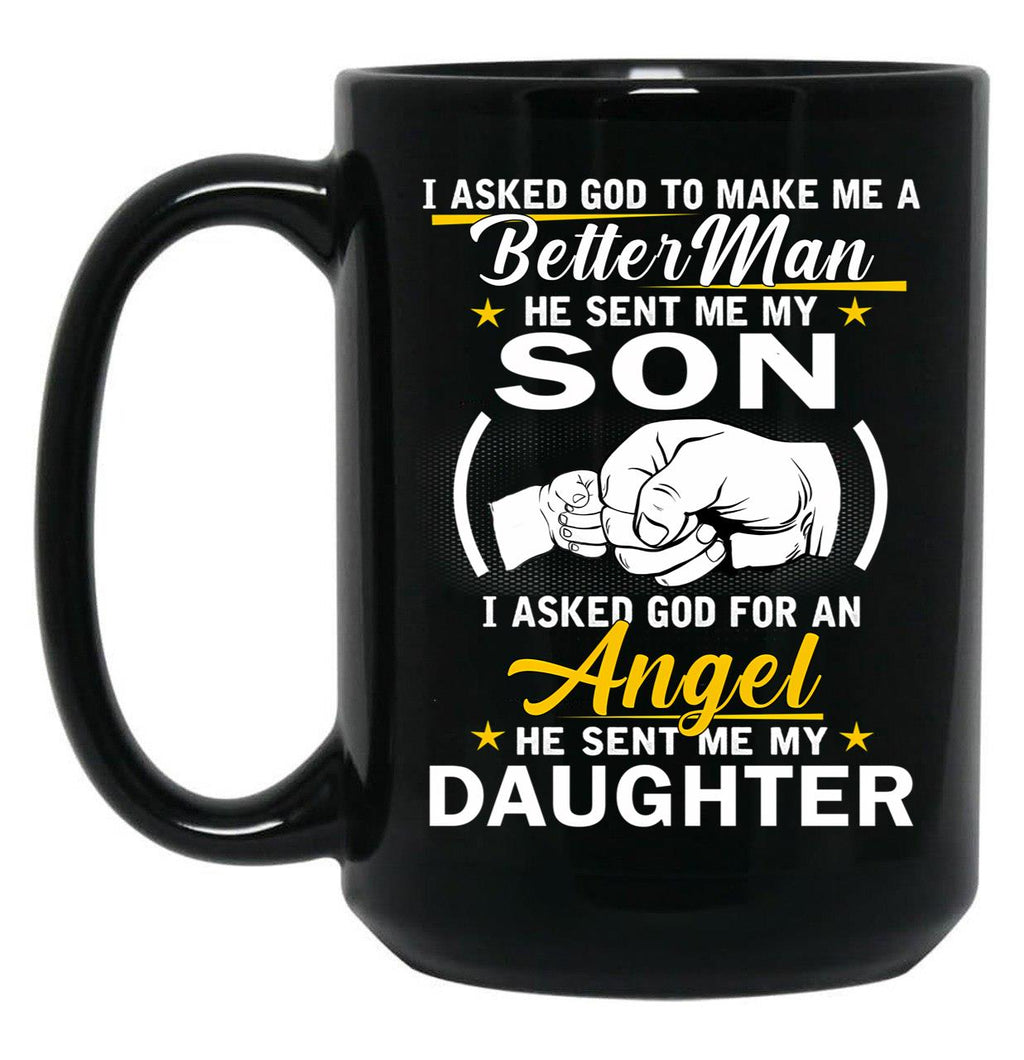 I Asked For An Angel He Sent Me My Daughter Black Coffee Mug, Gift Coffee Mug