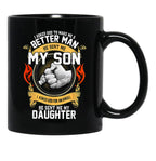 I Asked God To Make Me A Better Man He Sent Me My Son Black Coffee Mug, Gift Coffee Mug - Black