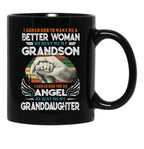 I Asked God To Make Me A Better Moman He Sent Me My Grandson Family Black Coffee Mug, Gift Coffee Mug - Black
