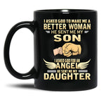 I Asked God To Make Me A Better Woman Black Coffee Mug, Gift Coffee Mug