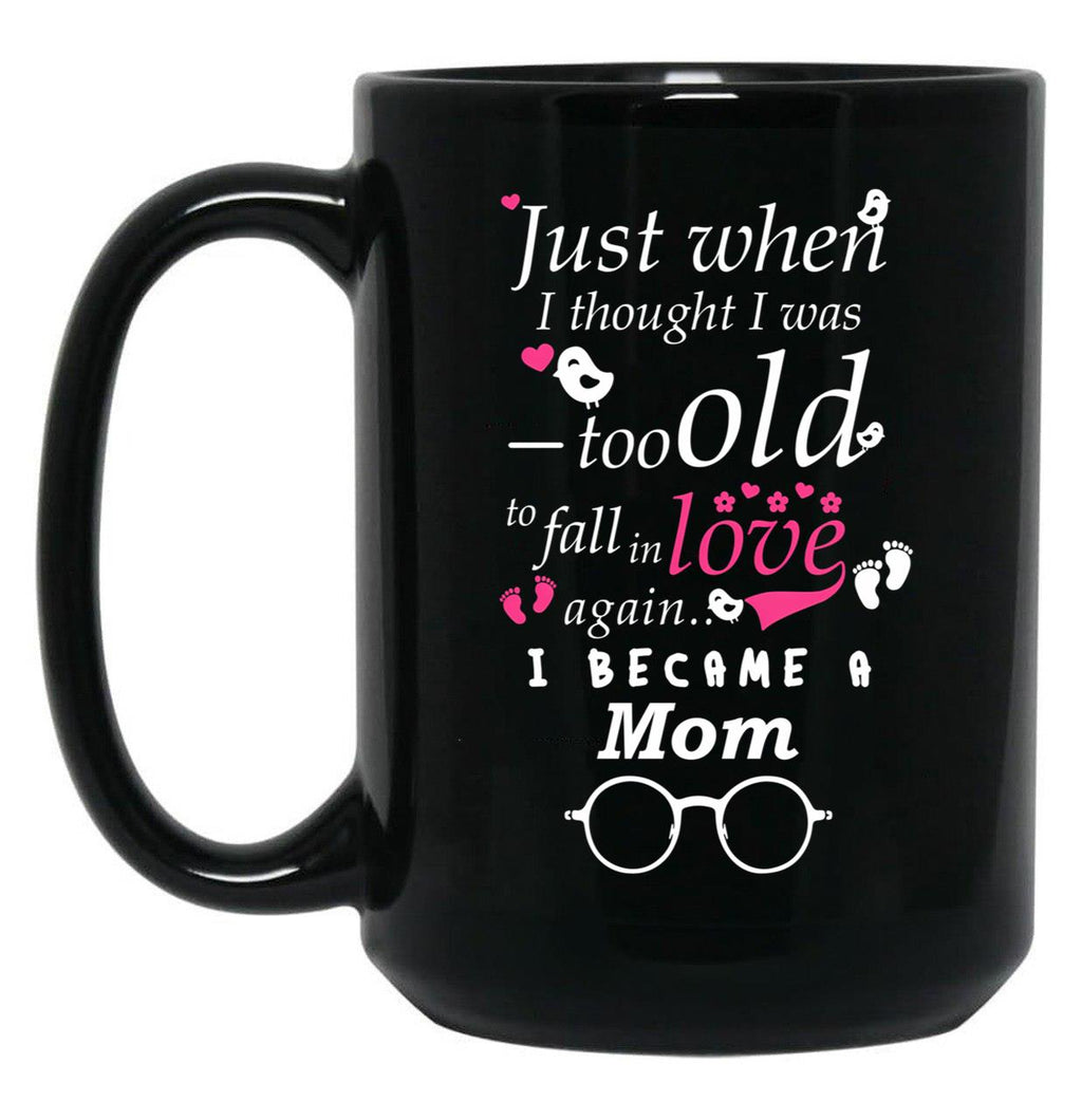 I Became Mom Grandma Grandmother Black Coffee Mug, Gift Coffee Mug