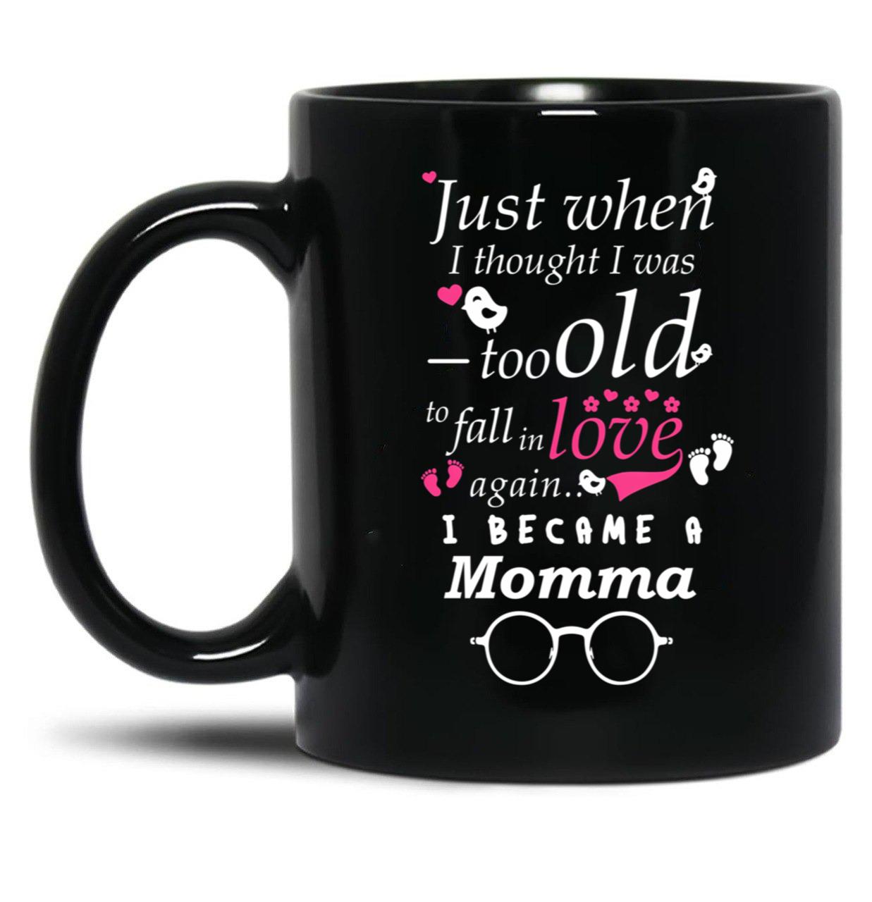 I Became Momma Grandma Grandmother Black Coffee Mug, Gift Coffee Mug