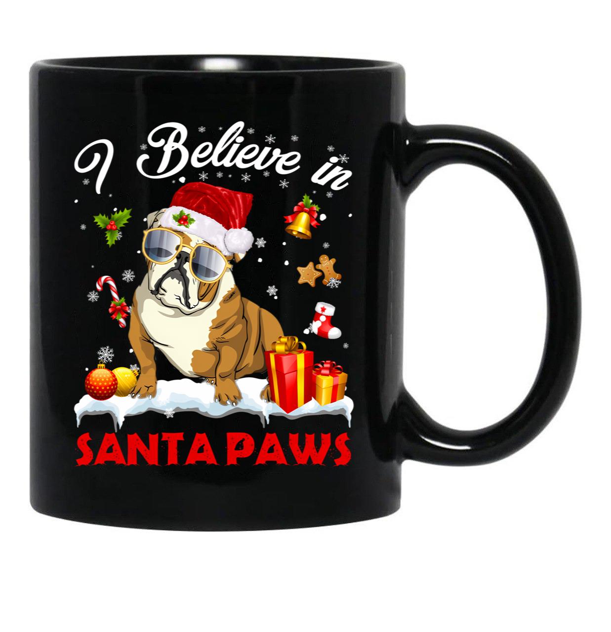 I Believe In Santa Paws Pug Gift Black Gift Coffee Mug - Black