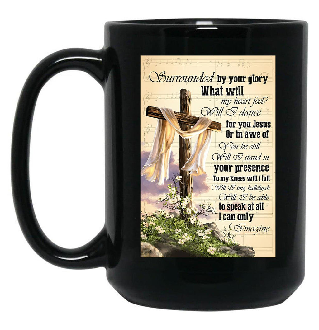 I Can Only Imagine Gift Jesus And White Lily Flower Black Gift Coffee Mug