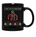 I Cant Put My Arms Down Ugly Christmas Black Coffee Mug, Gift Coffee Mug - Black