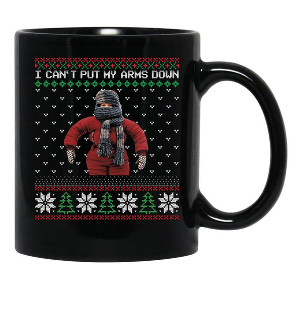I Cant Put My Arms Down Ugly Christmas Black Coffee Mug, Gift Coffee Mug - Black