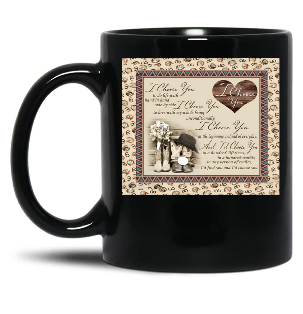 I Choose You To Do Life With Hand In Hand Side By Side - Love Black Gift Coffee Mug