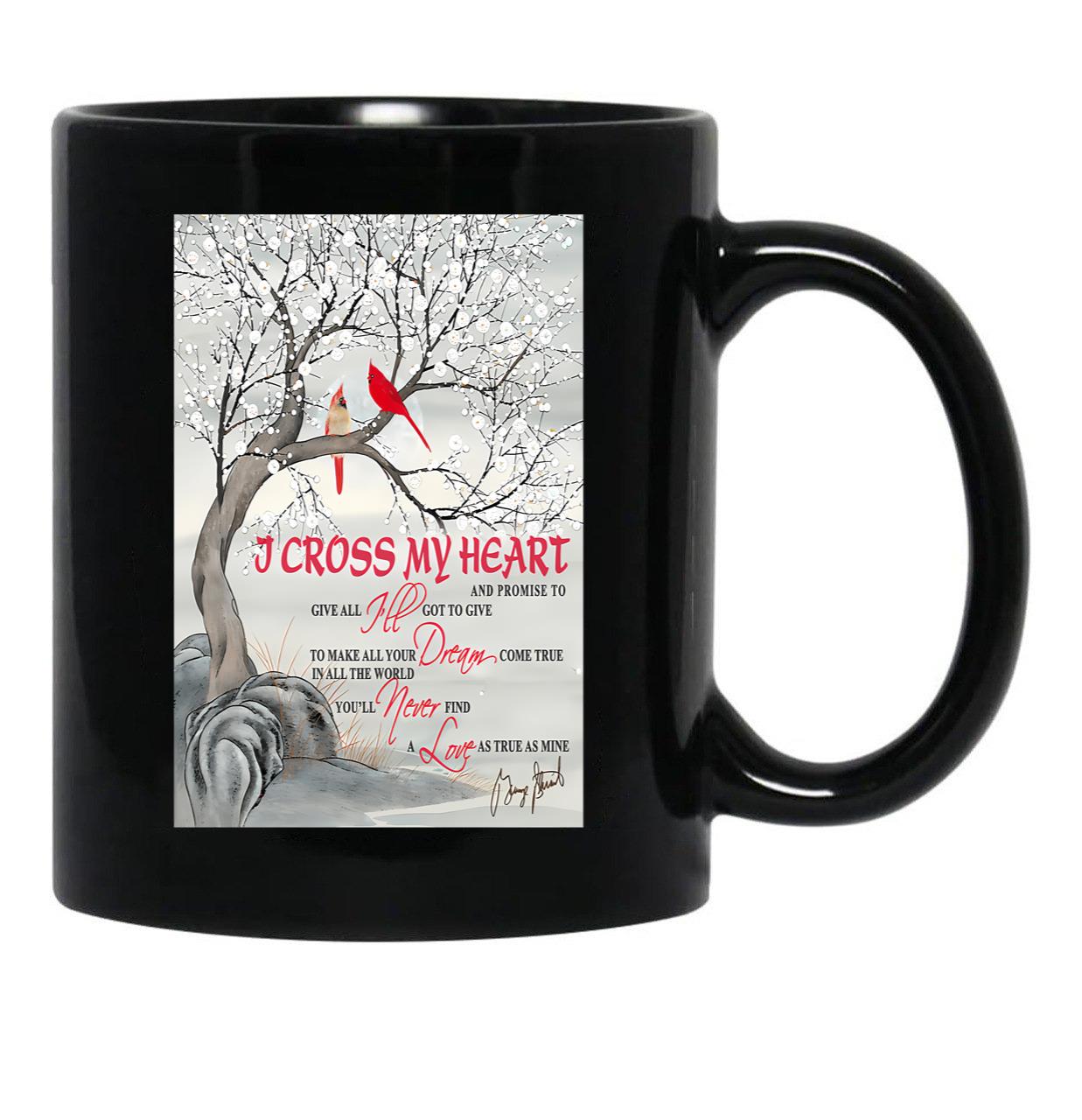 I Cross My Heart Couple Cardinal Bird Winter Christmas Gift Black Gift Coffee Mug - Black