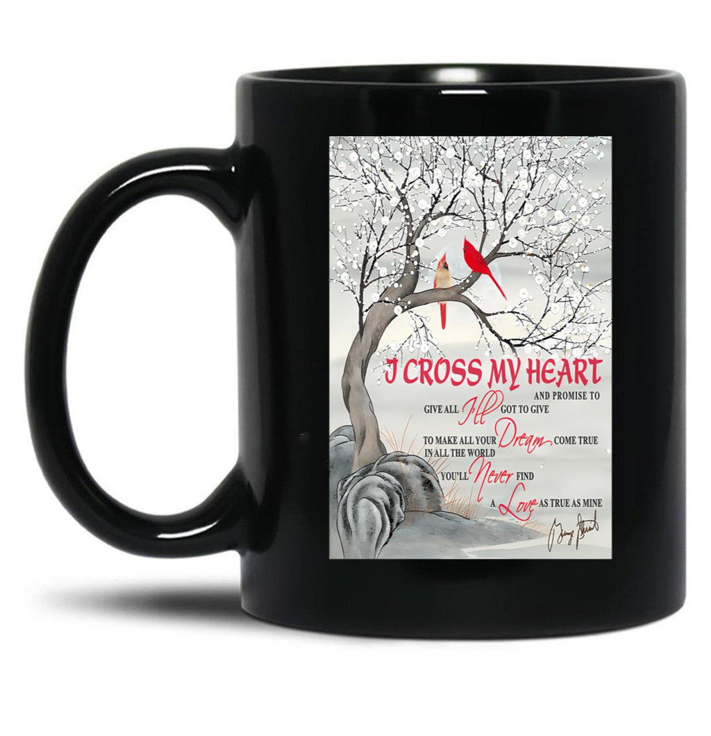 I Cross My Heart Couple Cardinal Bird Winter Christmas Gift Black Gift Coffee Mug