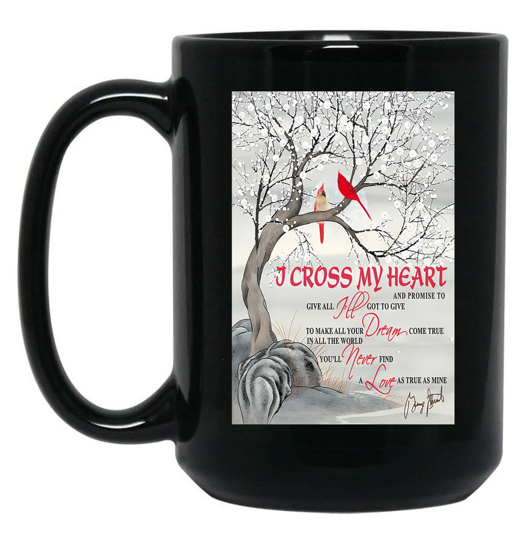 I Cross My Heart Couple Cardinal Bird Winter Christmas Gift Black Gift Coffee Mug