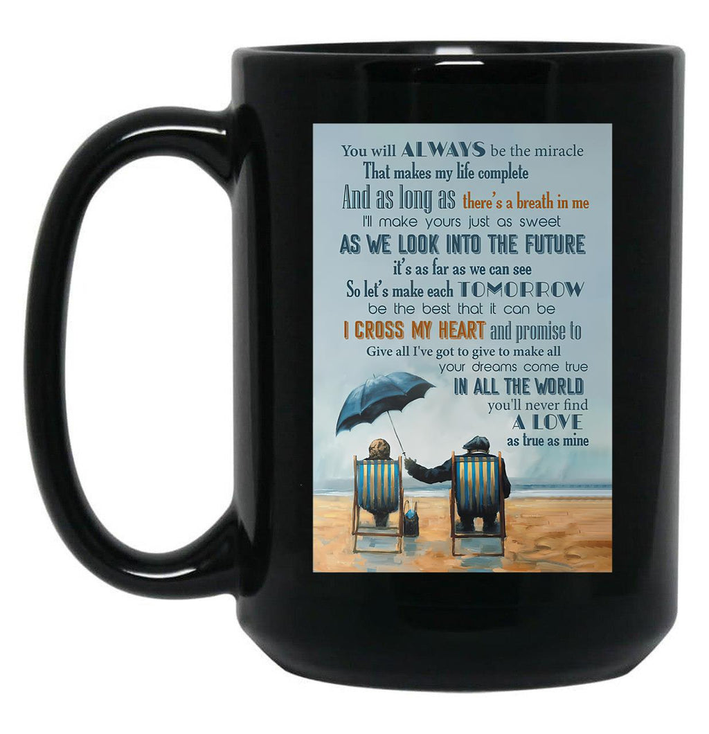 I Cross My Heart Lyrics - Seniors Who Love Each Other Black Gift Coffee Mug