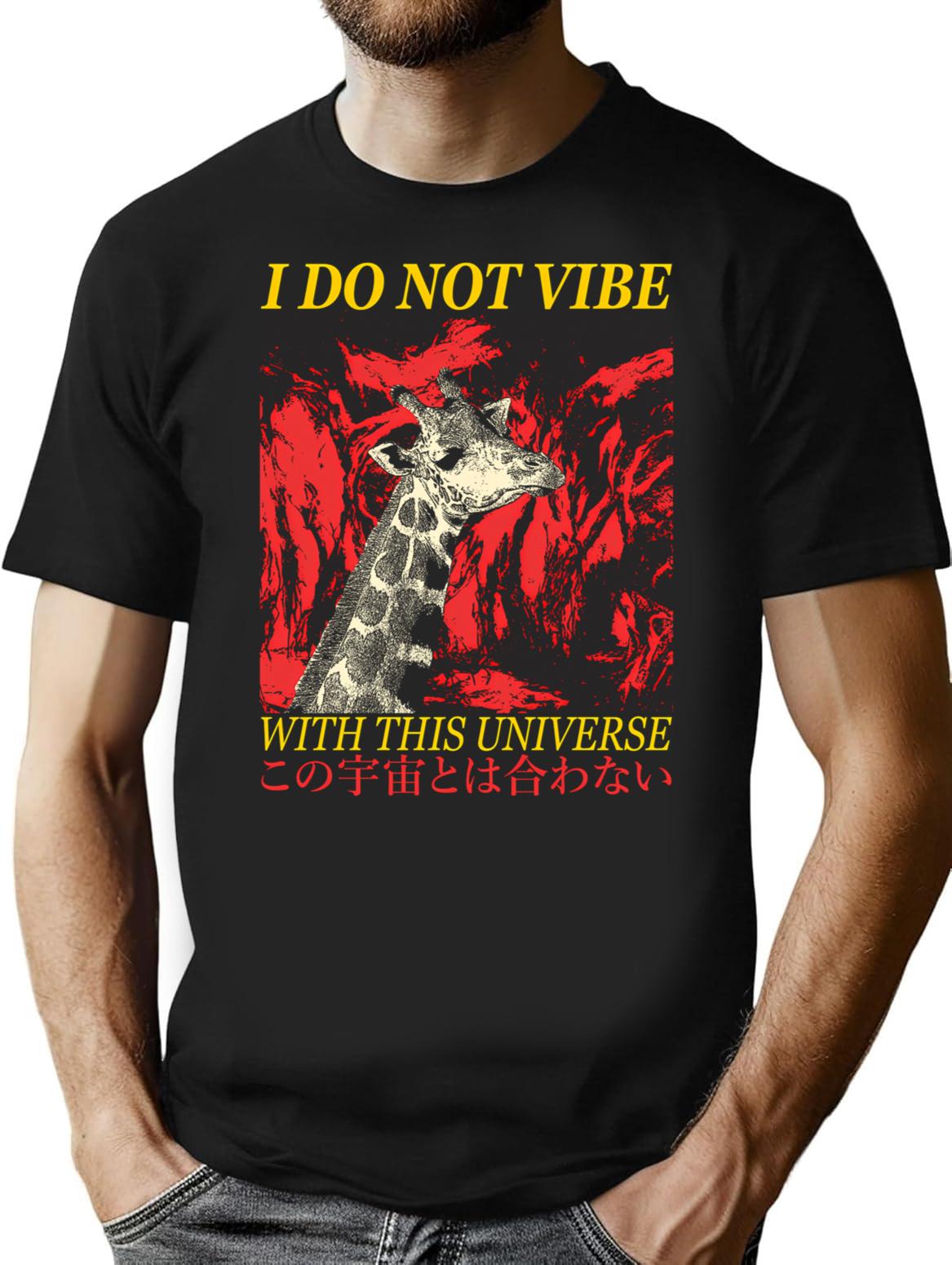I Do Not Vibe With This Universe Giraffe T-Shirt for Men & Women, T-Shirts Graphic Tee - Black