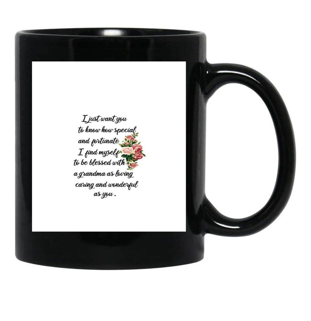 I Find Myself To Be Blessed With A Grandma As Loving Caring Black Coffee Mug, Gift Coffee Mug - Black