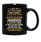 I Get My Attitude From My Freaking Awesome Mom Funny Vintage Black Gift Coffee Mug - Black