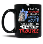 I Got My Dad'S Temper And My Mother'S Mouth Cat Statement Black Coffee Mug, Gift Coffee Mug