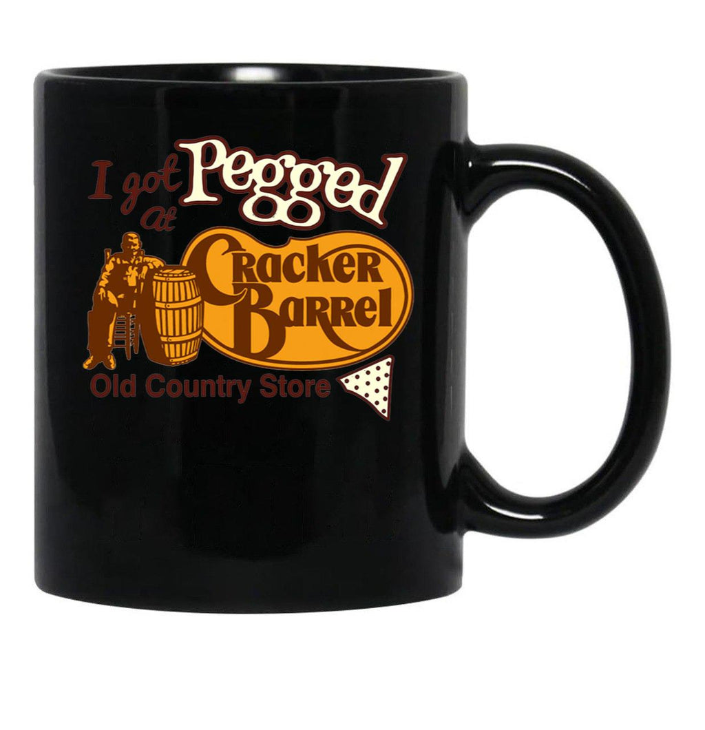I Got Pegged At Cracker Barrel Old Country Store I Got Pegged At Cracker Black Coffee Mug, Gift Coffee Mug - Black