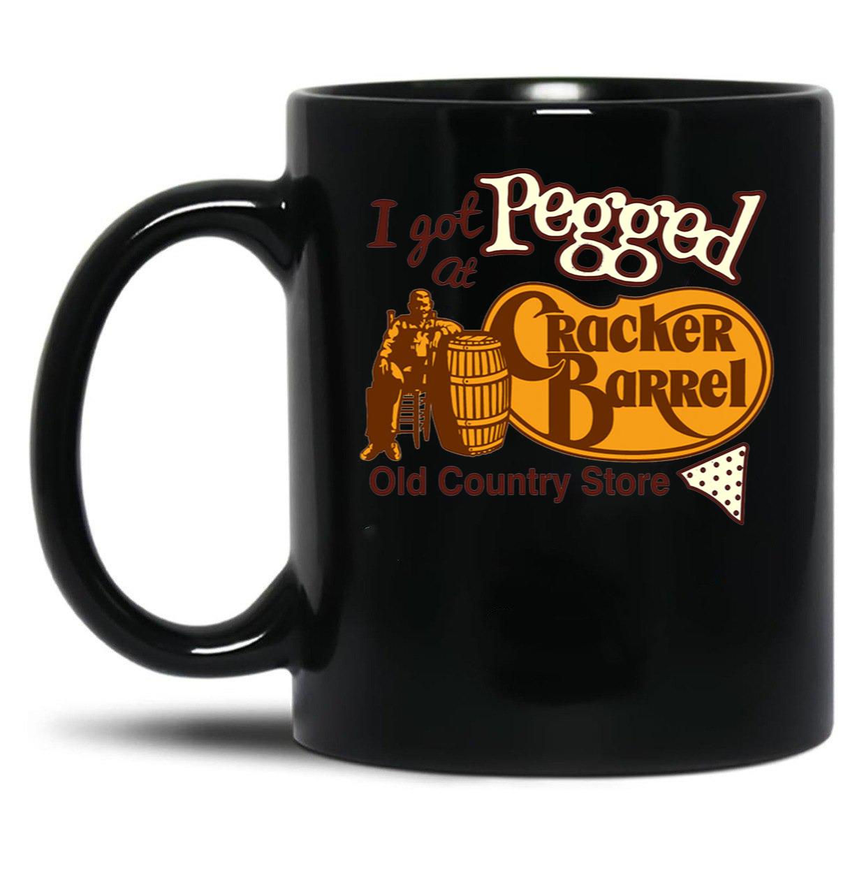 I Got Pegged At Cracker Barrel Old Country Store I Got Pegged At Cracker Black Coffee Mug, Gift Coffee Mug