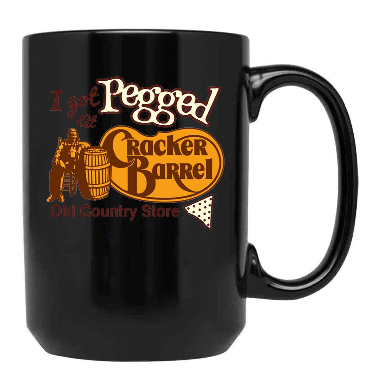 I Got Pegged At Cracker Barrel Old Country Store I Got Pegged At Cracker Black Coffee Mug, Gift Coffee Mug