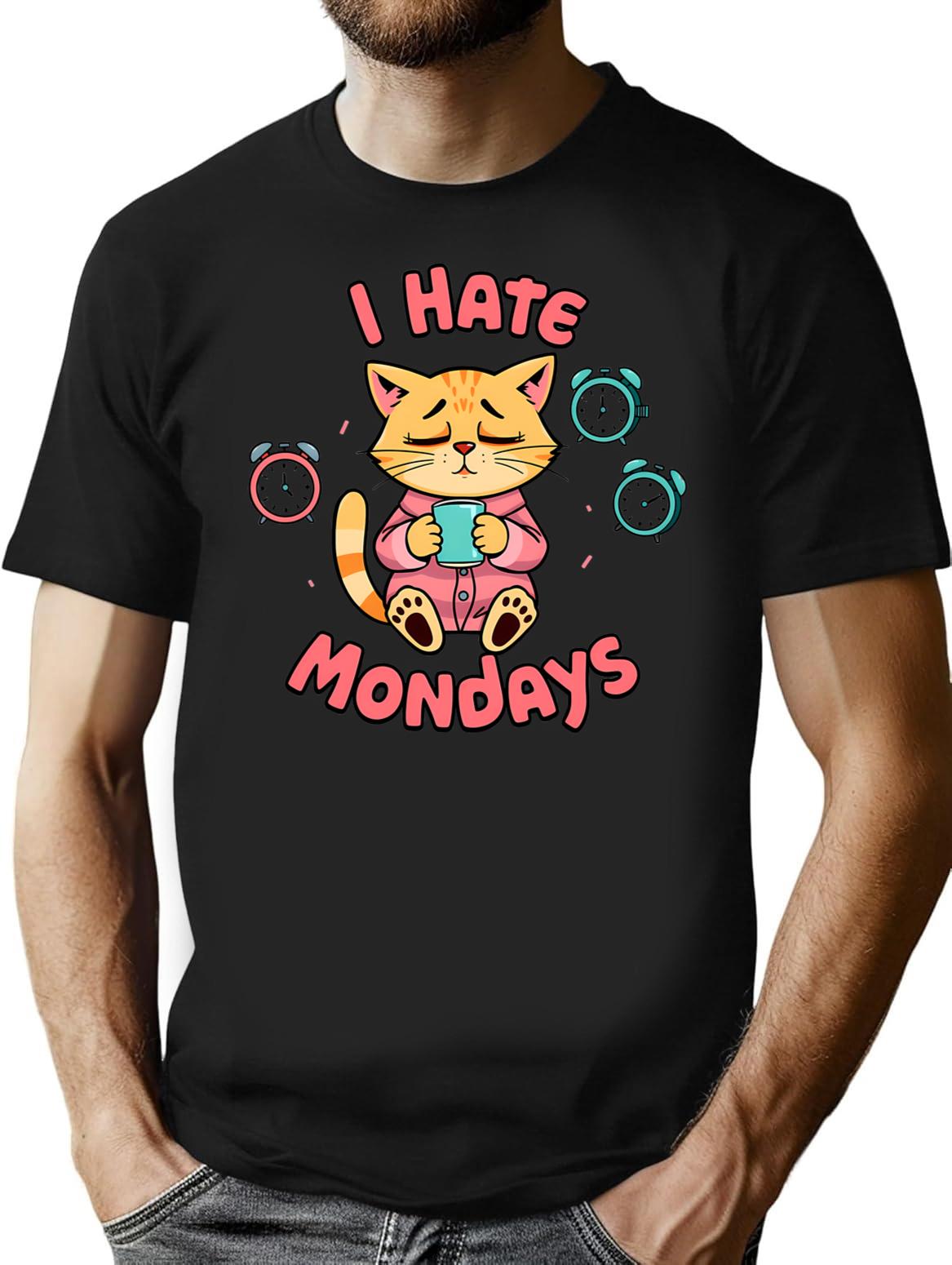 I Hate Mondays T-Shirt for Men & Women, T-Shirts Graphic Tee - Black
