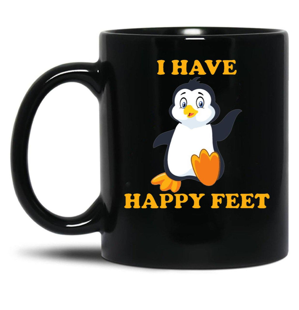 I Have Happy Feet Black Coffee Mug, Gift Coffee Mug