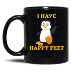 I Have Happy Feet Black Coffee Mug, Gift Coffee Mug