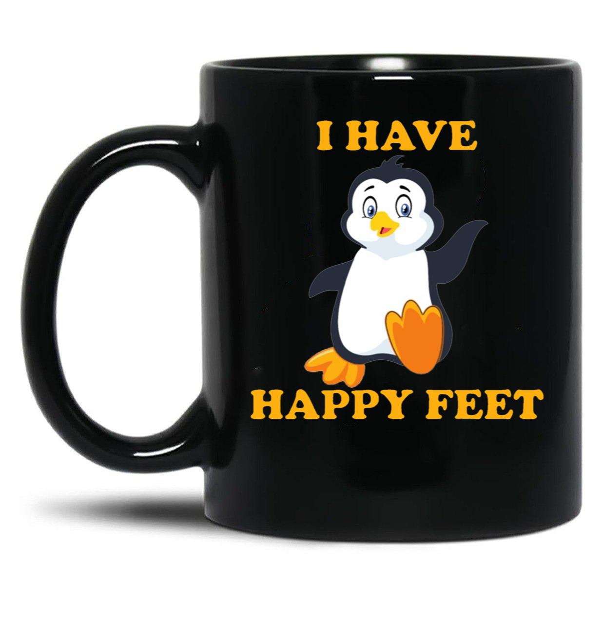 I Have Happy Feet Black Coffee Mug, Gift Coffee Mug