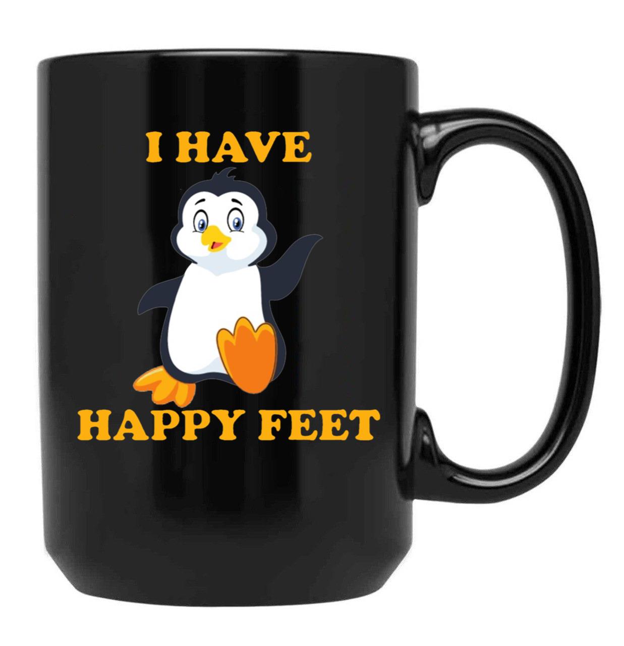 I Have Happy Feet Black Coffee Mug, Gift Coffee Mug