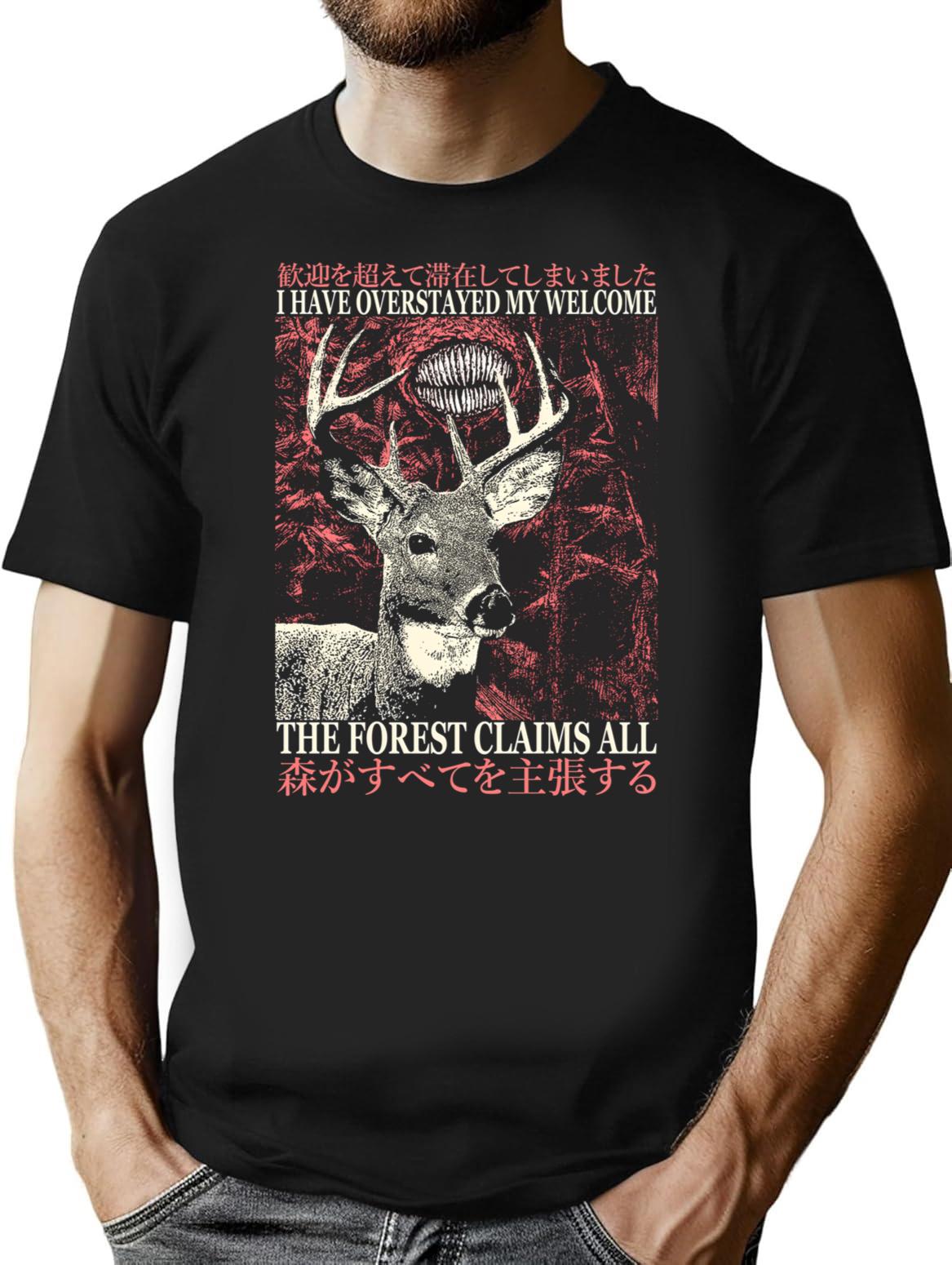 I Have Overstayed My Welcome Deer T-Shirt for Men & Women, T-Shirts Graphic Tee - Black