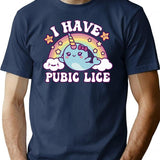 I Have Pubic Lice Funny Retro Offensive Inappropriate T-Shirt for Men & Women, T-Shirts Graphic Tee - Navy