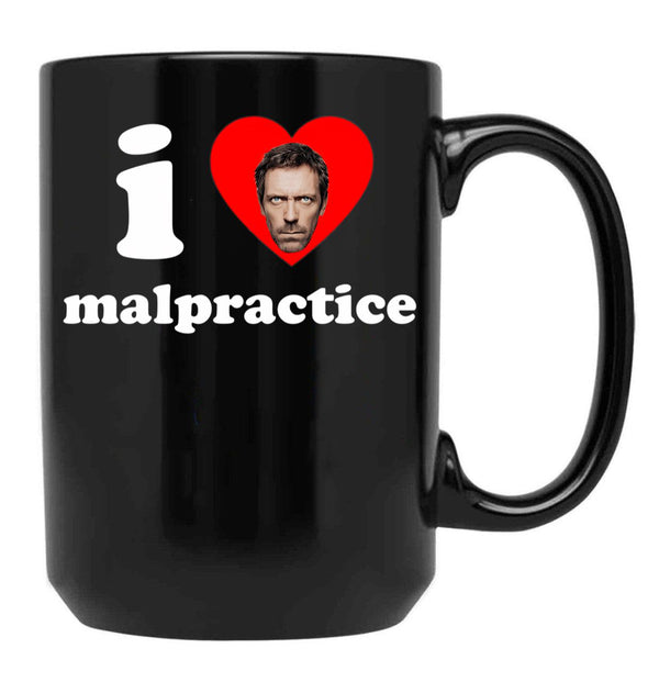 I Heart Malpractice Black Coffee Mug, Gift Coffee Mug