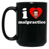 I Heart Malpractice Black Coffee Mug, Gift Coffee Mug