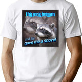 I Hit Rock Bottom and Life Gave Me A Shovel Raccoon Word Art Premium Heavyweight Cotton T-Shirt - White