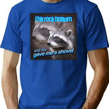 I Hit Rock Bottom and Life Gave Me A Shovel Raccoon Word Art Premium Heavyweight Cotton T-Shirt - Blue