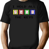 I Hold All The Keys Commander Keen Keycard Pixel Art Design T-Shirt for Men & Women, T-Shirts Graphic Tee - Black