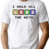I Hold All The Keys Commander Keen Keycard Pixel Art Design T-Shirt for Men & Women, T-Shirts Graphic Tee - White