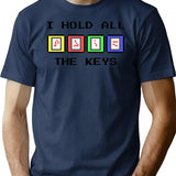 I Hold All The Keys Commander Keen Keycard Pixel Art Design T-Shirt for Men & Women, T-Shirts Graphic Tee - Navy