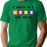 I Hold All The Keys Commander Keen Keycard Pixel Art Design T-Shirt for Men & Women, T-Shirts Graphic Tee - Green