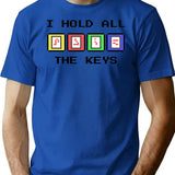 I Hold All The Keys Commander Keen Keycard Pixel Art Design T-Shirt for Men & Women, T-Shirts Graphic Tee - Blue