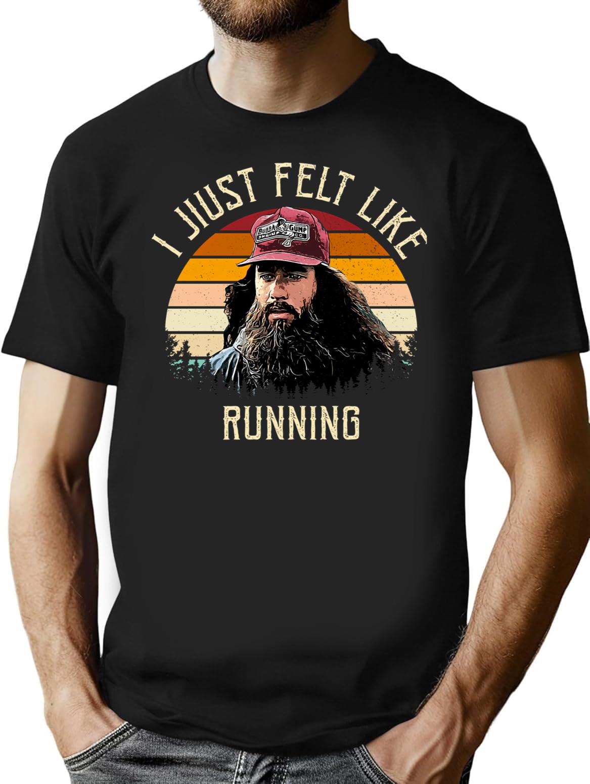 I Just Felt Like Running Retro T-Shirt for Men & Women, T-Shirts Graphic Tee - Black