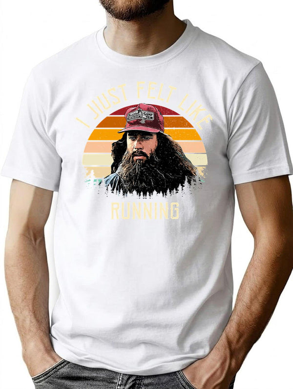 I Just Felt Like Running Retro T-Shirt for Men & Women, T-Shirts Graphic Tee - White