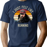 I Just Felt Like Running Retro T-Shirt for Men & Women, T-Shirts Graphic Tee - Navy